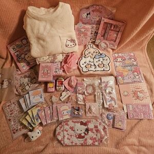 Sanrio Pink Hello Kitty Playset PJs Stationary HK Easter Mystery Gift Bundle